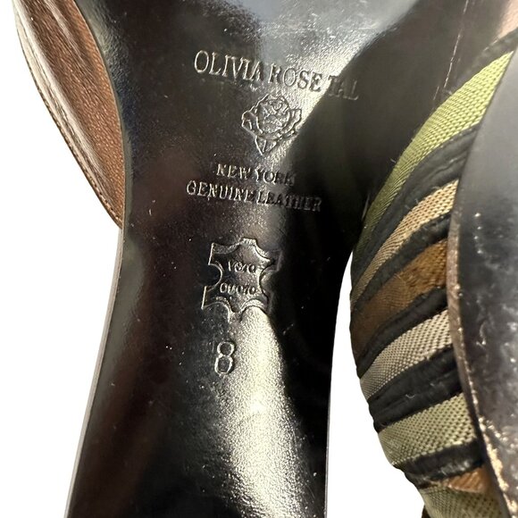 Olivia Rose Tal Marseilles Lace Leather Multi Stripe Twist Mule Heels Pointed To - Picture 11 of 11